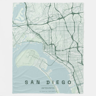 Cobertor De Velo Mapa da Cidade de San Diego EUA Design Minimalista