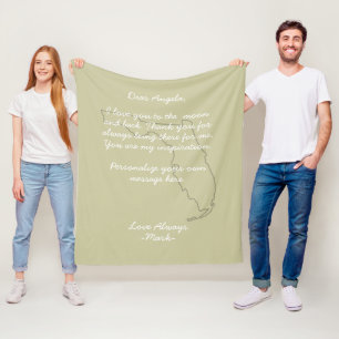 Cobertor De Velo Mapa da Flórida carta de amor manuscrita ou mensag