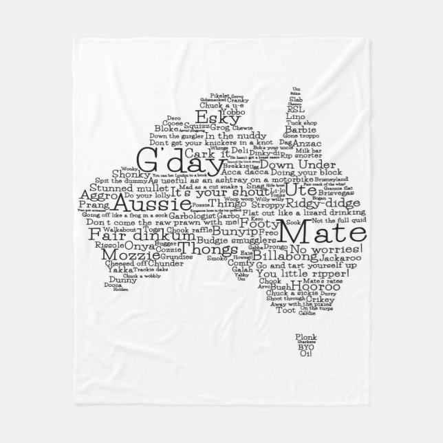 Cobertor De Velo mapa das gírias australianas (Frente)