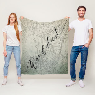 Cobertor De Velo Mapa de Aventura com Efeito Ombre em Azul Turquesa