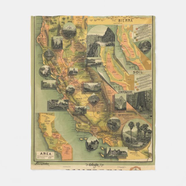 Cobertor De Velo Mapa de Califórnia (Frente)