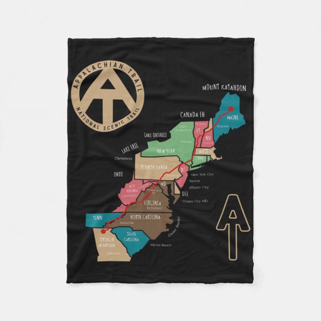 Cobertor De Velo Mapa de caminhada da trilha Appalachian (Frente)