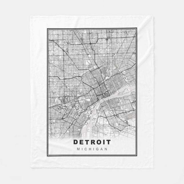 Cobertor De Velo Mapa de Detroit (Frente)