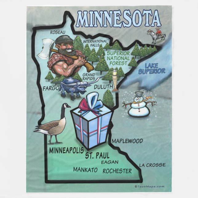 Cobertor De Velo Mapa de diversão do Minnesota (Frente)
