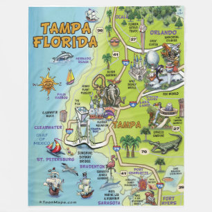 Cobertor De Velo Mapa de Diversão para Tampa Florida