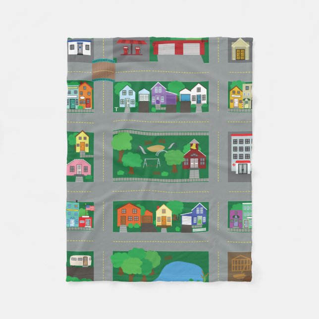 Cobertor De Velo Mapa de estradas da cidade do carro do brinquedo (Frente)