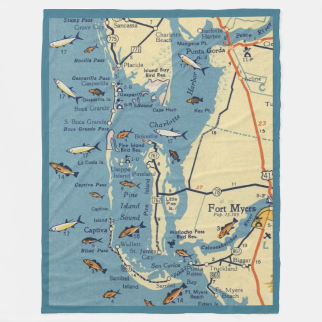 Cobertor De Velo Mapa de Ft. Myers  (Frente)