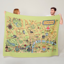 Cobertor De Velo Mapa de Londres Ilustrado Coloridamente