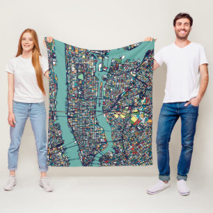 Cobertor De Velo Mapa de Manhattan New York