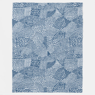 Cobertor De Velo Mapa de Patchwork Abstrato - Azul de Tinta Índigo