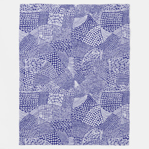 Cobertor De Velo Mapa de Patchwork Abstrato - Branco sobre Azul Mar