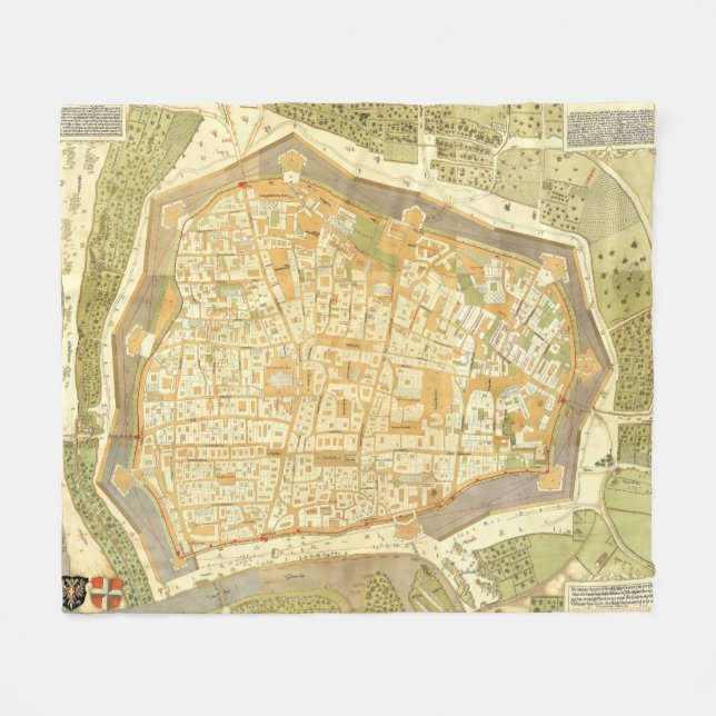 Cobertor De Velo Mapa de Viena da Áustria (1547) (Frente (Horizontal))