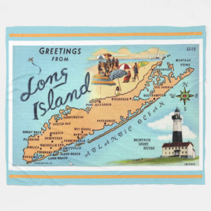 Cobertor De Velo Mapa de Vintage Long Island