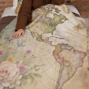 Cobertor De Velo Mapa de Vintagens Personalizado