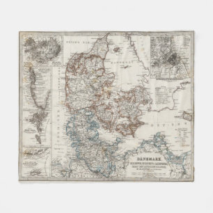 Cobertor De Velo Mapa do atlas de Dinamarca com os 5 mapas inserir