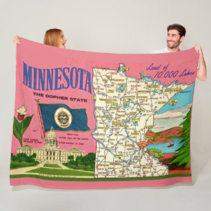 Cobertor De Velo Mapa do Estado de Minnesota à Venda