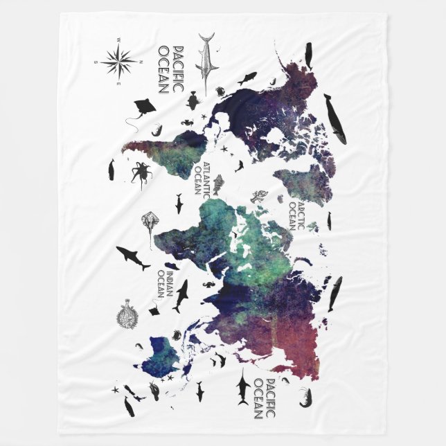 Cobertor De Velo mapa do mundo 7 (Frente)