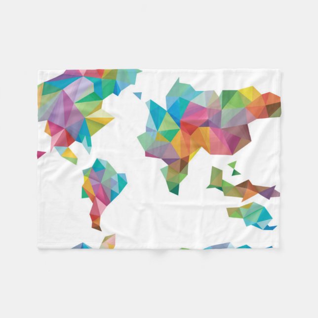 Cobertor De Velo Mapa do mundo feito de formas geométricas (Frente (Horizontal))