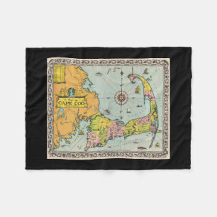 Cobertor De Velo Mapa do vintage de Cape Cod
