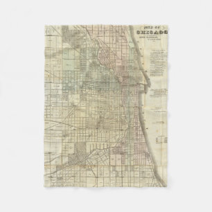 Cobertor De Velo Mapa do vintage de Chicago (1857)