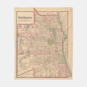 Cobertor De Velo Mapa do vintage de Chicago Illinois (1876)