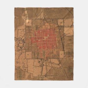 Cobertor De Velo Mapa do vintage de Cidade do México México (1800