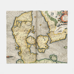 Cobertor De Velo Mapa do vintage de Dinamarca (1596)