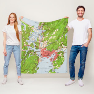 Cobertor De Velo Mapa do vintage de Gloucester Massachusetts (1949)