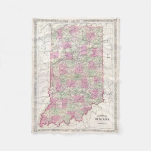 Cobertor De Velo Mapa do vintage de Indiana (1864)