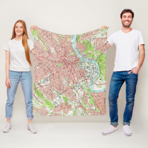 Cobertor De Velo Mapa do vintage de Knoxville Tennessee (1966)