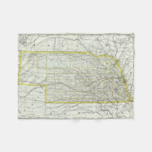 Cobertor De Velo Mapa do vintage de Nebraska (1889)