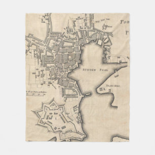 Cobertor De Velo Mapa do vintage de Plymouth Inglaterra (1765)