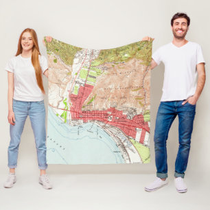 Cobertor De Velo Mapa do vintage de Ventura Califórnia (1951)