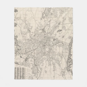 Cobertor De Velo Mapa do vintage de Worcester Massachusetts (1919)