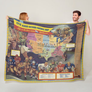 Cobertor De Velo Mapa do vintage do futebol americano dos anos 50