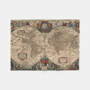 Cobertor De Velo Mapa do vintage do mundo (1641)