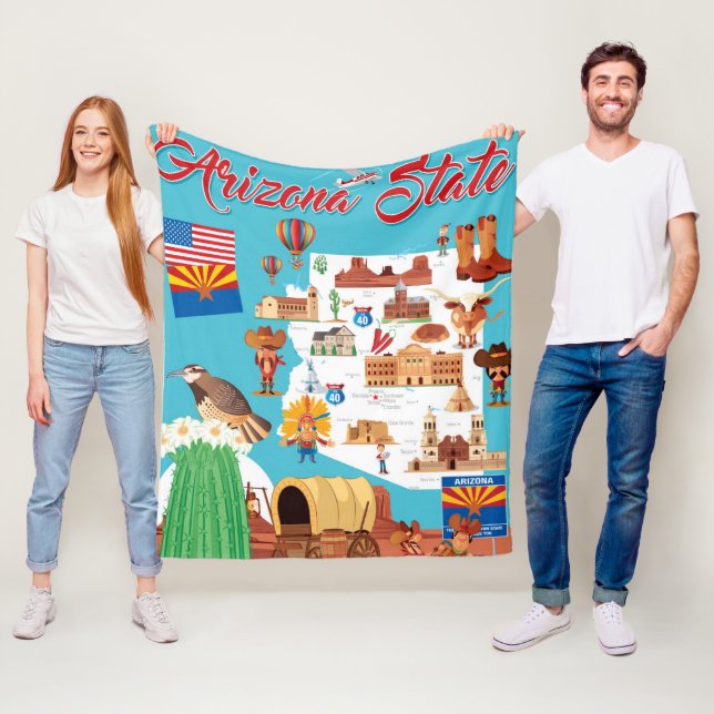 Cobertor De Velo Mapa dos desenhos animados da arizona (In Situ)