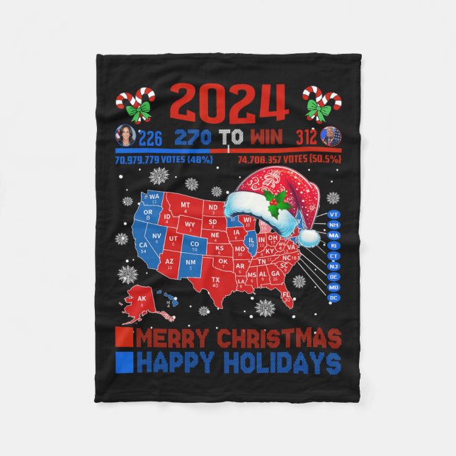 Cobertor De Velo Mapa Eleitoral 2024 Merry Christmas Trump Landslid (Frente)