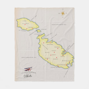Cobertor De Velo Mapa ilustrado de Malta