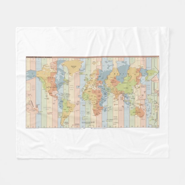 Cobertor De Velo Mapa Mundial das Zonas do Tempo (Frente (Horizontal))