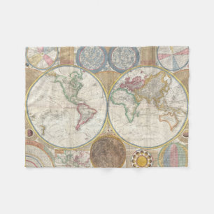 Cobertor De Velo Mapa Mundial de Viagens Antigo Geografia Vintage