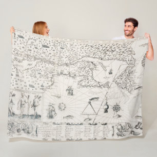 Cobertor De Velo Mapa Mundial Medieval Quebec Nova França América