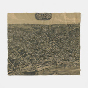 Cobertor De Velo Mapa pictórico do vintage de Burlington Iowa