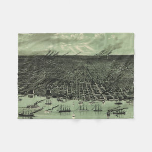 Cobertor De Velo Mapa pictórico do vintage de Detroit Michigan