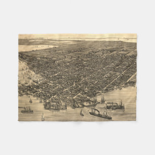 Cobertor De Velo Mapa pictórico do vintage de Key West FL (1884)