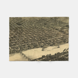 Cobertor De Velo Mapa pictórico do vintage de Little Rock (1887)