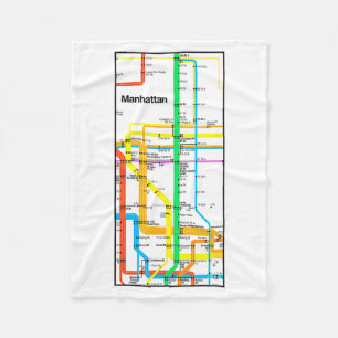 Cobertor De Velo Mapa Retro do Metrô de Manhattan Nova York Nyc Trâ
