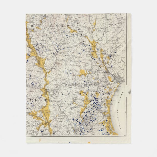 Cobertor De Velo Mapa topográfico e Glacial de New Hampshire (Frente)