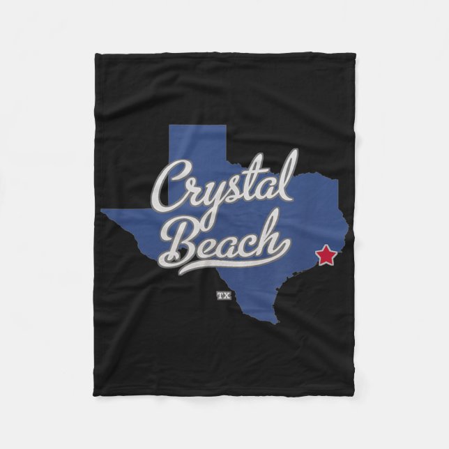 Cobertor De Velo Mapa Tx do Texas Crystal Beach (Frente)