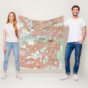 Cobertor De Velo Mapa Vintage de Lansing Michigan (1965)